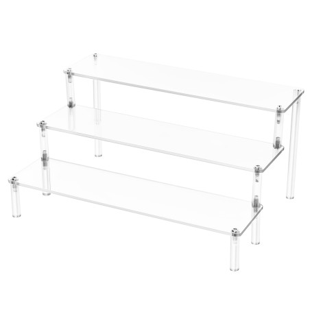 Présentoir Acrylique à 3 Niveaux, Présentoir en Acrylique Transparent, Transparent Présentoir Marches, Multi-Usage, pour Figurin
