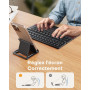 OMOTON Clavier Bluetooth Pliable AZERTY avec Pavé Tactile Intégré, Ultra-Compact & Multi-Appareils (3 Canaux), Mini Clavier sans