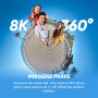 Insta360 X5 Pack Essentiels - caméra d'action 360° 8K étanche, Basse lumière de Pointe, Perche à Selfie Invisible, objectifs Rob
