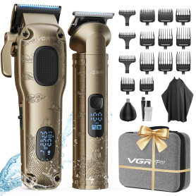 Vgrpro Tondeuse Cheveux Hommes Professionnelle, Tondeuse Cheveux Sans Fil pour Coupe de Cheveux, Kit Tondeuse et T-lames Trimmer