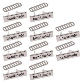 SUNPRETTY Lot de 10 étiquettes rectangulaires en métal faites à la main pour vêtements, jeans, chaussures, sacs, vêtements, noir