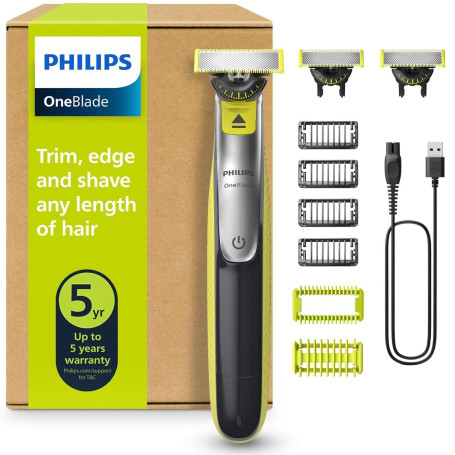 Philips OneBlade 360 Authentique Visage + Corps - Tondeuse à barbe électrique, tondeuse corps et rasoir avec technologie de lame
