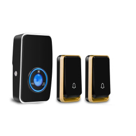 【Pas de pile nécessaire】 Sonnette de porte sans fil étanche AURTEC avec 1 récepteur et 2 presses à propulsion automatique, 51 ca