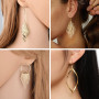 Uwiyo 12 Paires Boucles d'Oreilles Pendantes Or pour Femmes Filles, Boucles d'Oreilles Boho à pampilles en diamant et feuille en