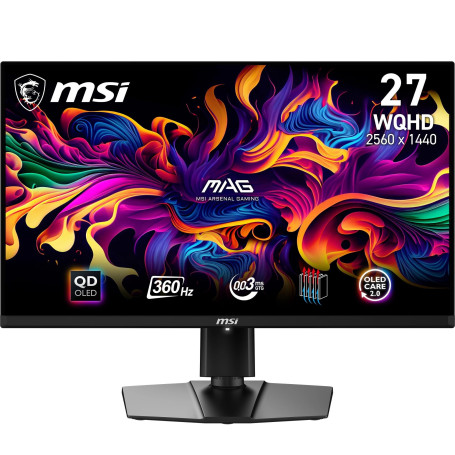 MSI MAG 271QPX QD-OLED écran gaming 26.5 pouces WQHD - Dalle 2560 x 1440 Quantum Dot OLED, 360Hz / 0,03ms, 99.1% DCI-P3, ΔE≤2, D
