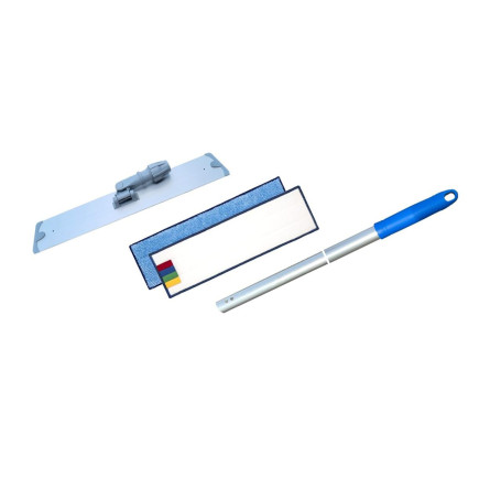le plus de l'entretien balai trapèze aluminium 40cm + manche + 2 mop en microfibre 5214
