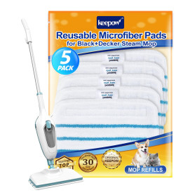 KEEPOW Lingettes pour Black et Decker Nettoyeur Vapeur, Compatible avec Black et Decker Steam Mop FSM1630S/FSMP20, Lot de 5