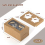 Fippy Lot de 50 Boîtes à Cupcakes 2 trous avec Fenêtre, Boîte à Muffins à Cupcakes, Boîtes a Gateau en Carton Petits Gâteaux Boî