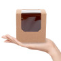 VIDETOL 100 Pièces Boite Gateau Papier Kraft, 9 x 9 x 9 cm Boite a Gateau Carton, Marron Boite Bento Cake avec Fenêtre Transpare