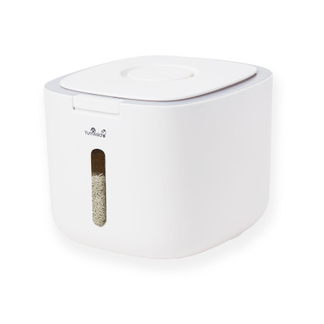 Yum Asia Conteneur de stockage de céréales (5 litres) | Blanc avec bordure grise | Matériaux sûrs | Conservation des aliments | 