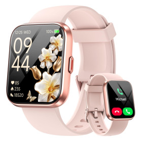 Montre Connectée Femme pour Samsung, iPhone, Android, 1.8" Smartwatch avec Appel Bluetooth, Voix de l'IA, Alexa intégrée, Smartw
