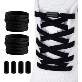 Shecret 2 Paires Élastiques Lacets Avec Fermeture en Métal - Plats Sans Nœuds Universels Pour Enfants et Adultes - Réglables Pou