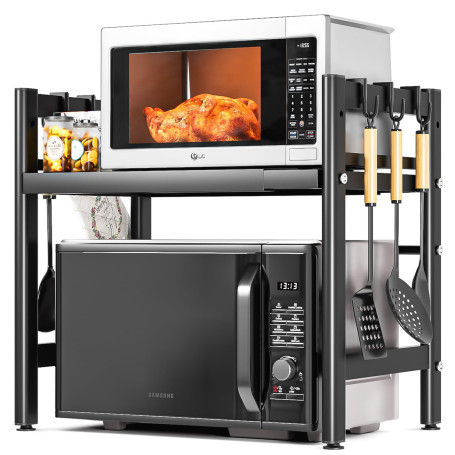 Vankarr Support pour Micro Onde et Four Extensible Etagere Micro-Ondes, Support en Métal Four à Micro-étagère pour Micro-Ondes a