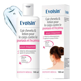 Evolsin® Lotion psoriasis & eczéma pour le cuir chevelu et le corps - pour les peaux irritées, sèches I Cicatrise & soulage les 