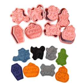 Yealoo Lot de 8 Emporte-pièces en Plastique 3D pour Halloween Patisserie Moule Biscuit Set