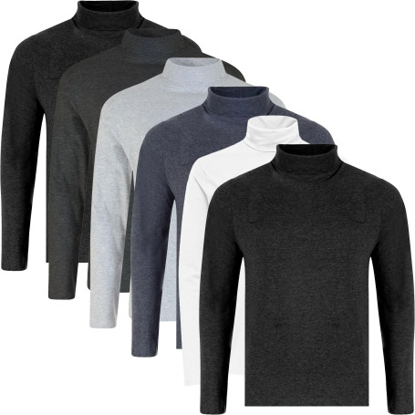 Lot de 6 t-shirts basiques unis à col roulé pour homme