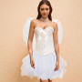 YeahBoom Deguisement Ange Femme,corset gothique et jupe en tulle,costume d'ange et d'aile de diable,serre-tête d'ange,cornes de 