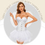YeahBoom Deguisement Ange Femme,corset gothique et jupe en tulle,costume d'ange et d'aile de diable,serre-tête d'ange,cornes de 