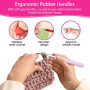 RealPlus Aiguilles à Crochet Set, Ensemble de 12 pcs Crochet à Tricoter avec Poignées Ergonomiques en Caoutchouc à Prise Souple,