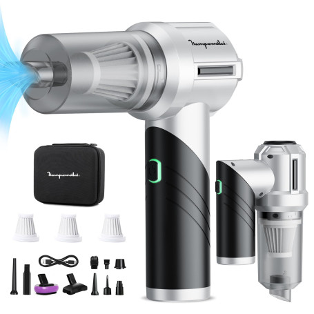 Aspirateur Voiture Puissant sans Fil: 15000PA Pliable 90° Aspirateurs à Main - 6000mAh Mini Aspirateur Rechargeable avec 3 HEPA 