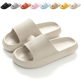 Calish Chaussons Antidérapants pour Homme Femme Pantoufles de Douche Très Léger Semelle Épaisse Amorti Soft Tongs Sandales- pour