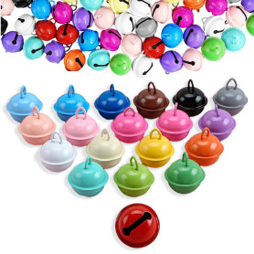 KIRZAX Lot de 50 Cloches en métal colorées avec œillet,22mm Petites Clochette Grelot, Multicolore Grelots en Métal Clochette, po