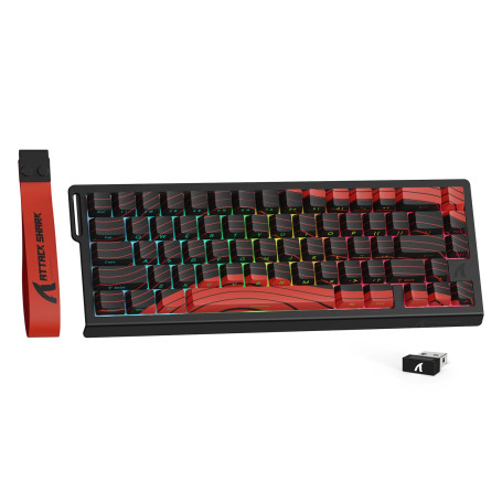 MAMBASNAKE X Attack Shark X68PRO HE Clavier Gaming sans Fil 65% Rapid Trigger,BT/2.4G/Filaire,Interrupteur Magnétique 0,01mm RT,