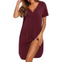 iClosam Chemise de Nuit Maternité Femme Coton Robe Allaitement Con Bouton Pyjama Maternité Manche Courte Nuisette Enceinte Devan