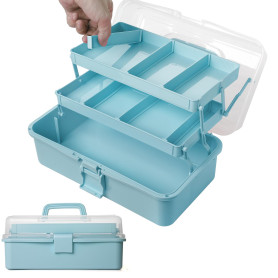 Sampoes Boîte de Rangement Multifonction à 3 Couches, Boîte à Outils Pliable avec Compartiments, Boite a Couture Boîte à Médicam