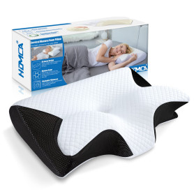 HOMCA Oreiller Ergonomique Cervical, 2 en 1 Oreiller Orthopédique à Mémoire de Forme pour la Nuque, Coussin pour Dormir sur Le C