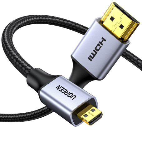UGREEN Câble Micro HDMI vers HDMI 4K 60Hz Câble Mâle vers Mâle Micro HDMI2.0 Nylon Tressé 3D ARC HDR Compatible avec Asus Zenboo