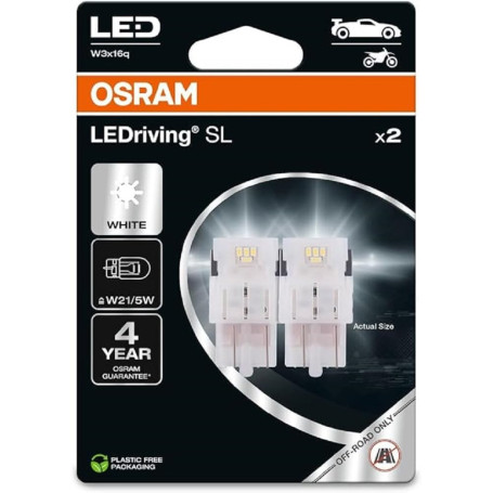 Osram LEDriving SL, ≜ W21/5W, White 6000K, Double Blister (2 lamps), LED Retrofit, offroad use only