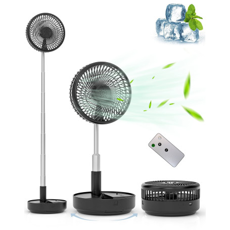 Ventilateur de table, Ventilateur oscillant portable, ventilateurs pliable avec télécommande, 4 vitesses, ventilateur de table U