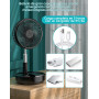 Ventilateur de table, Ventilateur oscillant portable, ventilateurs pliable avec télécommande, 4 vitesses, ventilateur de table U