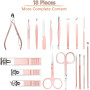 URAQT Kit Manucre Pedicure, 18pcs Ensemble de Coupe-Ongles Professionnel, Coupe-Cuticule en Acier Inoxydable, Kit de Manucure de