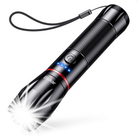 Blukar Lampe Torche LED Rechargeable,2000LM Lampe de Poche LED Ultra Puissante, Torche Tactique en Aluminium, IPX6 Étanche, 5 Mo