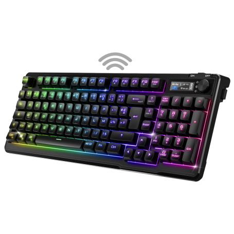 Spirit of Gamer - Elite K60, Clavier Gamer Semi-Mécanique Sans Fil et Bluetooth Rechargeable, Autonomie 360h, Connexion 2.4 GHZ,