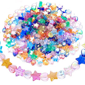 700 Pièces Perles pour Bracelet, Kit Perles pour Bijoux, Perles de Cœur Arc-en-ciel et Perles en Forme d'étoile, pour Fabricatio