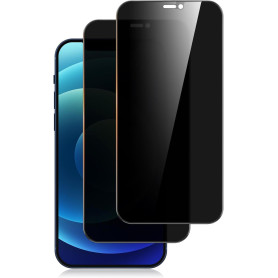 Yisica 2 Pièces Protection d'Écran Anti-Espion pour iPhone 12/iPhone 12 Pro avec Protection d'Objectif de Caméra, Film en Verre 