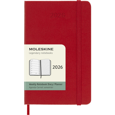 Moleskine Agenda Hebdomadaire, Agenda Hebdomadaire 2026 12 Mois Avec Espace Pour Notes, Avec Couverture Rigide et Fermeture Élas