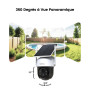 aosu 2K Camera Surveillance WiFi Exterieure sans Fil Camera Solaire WiFi Exterieur, 3MP 360°Panoramique PTZ, Suivi Automatique, 