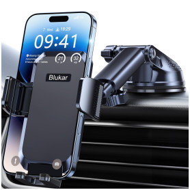 Blukar Support Téléphone Voiture, Porte Téléphone Voiture Ventouse Universel Réglable, Rotation 360°& Ventouse Améliorée & Un Bo