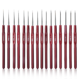16-Piece Ensemble De Crochet, 0.5-2.5 Mm Kit de Crochets Acier Aiguilles À Tricoter Kit Poignée Plastique Aiguilles à Crochet Se