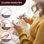 16-Piece Ensemble De Crochet, 0.5-2.5 Mm Kit de Crochets Acier Aiguilles À Tricoter Kit Poignée Plastique Aiguilles à Crochet Se
