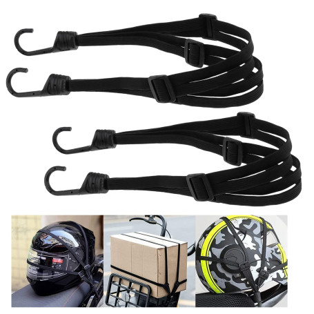 Romon Tendeurs Elastique avec Crochets, 2 Pièces Étendeur Sangle Bagage Réglables, Sangle Élastique avec 4 Boucles Coulissantes 