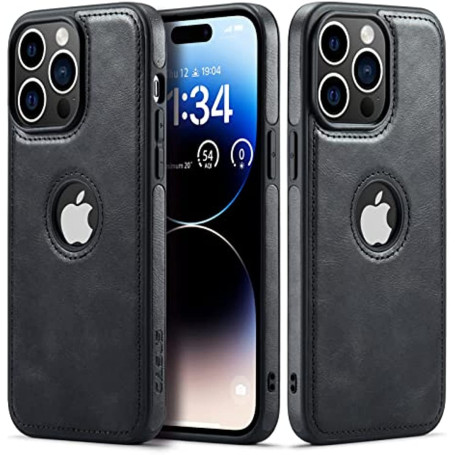 Sibada Coque de Protection pour iPhone 14 Pro Max Logo View Compatible avec Cuir Végétalien Fin De Qualité Supérieure, Classique