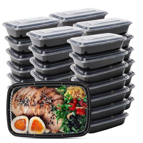 WUHUIXOZ Lot de 50 boîtes à repas de 946 ml avec couvercles, boîtes à bento jetables en plastique réutilisables, sans BPA, passe