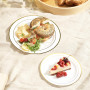 MATANA 120 Assiettes en Plastique Réutilisables Blanches Premium avec Bord Doré (60 Plates, 60 Dessert) - Solide & Incassable po