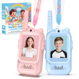 Vidéo Talkie Walkie Enfants Rechargeable, Lot de 2 talkies-Walkies Cadeaux d'anniversaire pour Garçons Filles, Jouets de Plein a