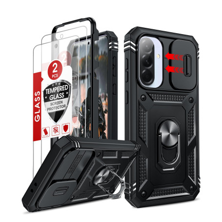 LeYi Coque pour Samsung Galaxy A36/A 36 5G avec 2*Verre Trempé+Anneau Support,Full Protection de la Caméra en PC Dur Anti-Chut R